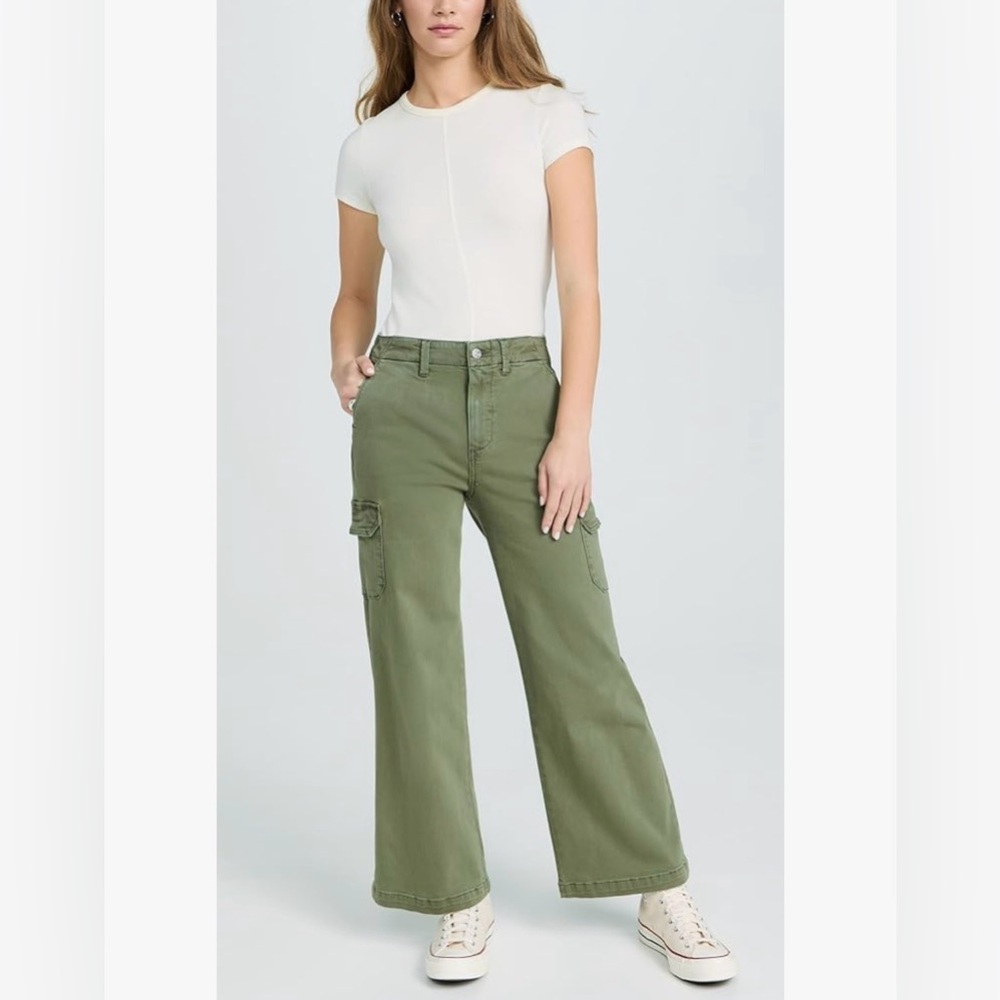 PAIGE Carly Cargo Trousers Vintage Ivy Green